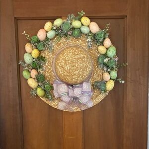 Easter Egg and Succulent Wreath with Bow